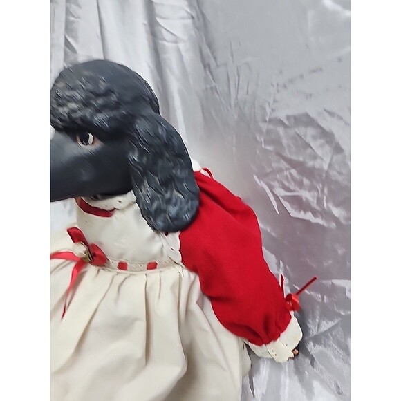 Vtg Shelve Sitter Black Poodle Doll 21” Stuffed Body Ceramic Head And  Feet - Picture 8 of 10